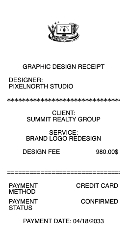 Graphic Design Receipt