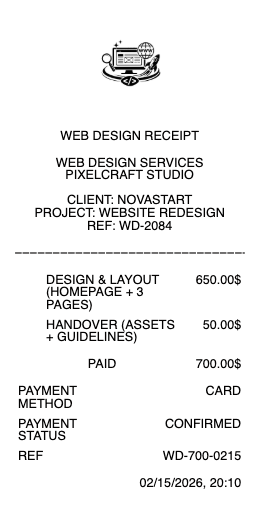 Web Design Receipt
