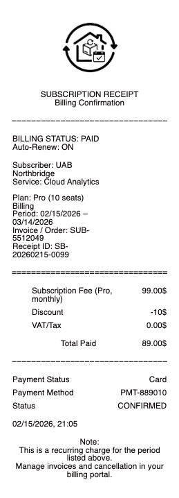 Subscription Receipt