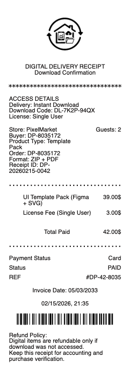 Digital Product Receipt