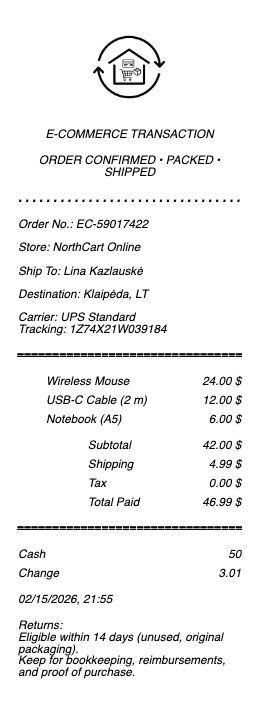 E-commerce Receipt