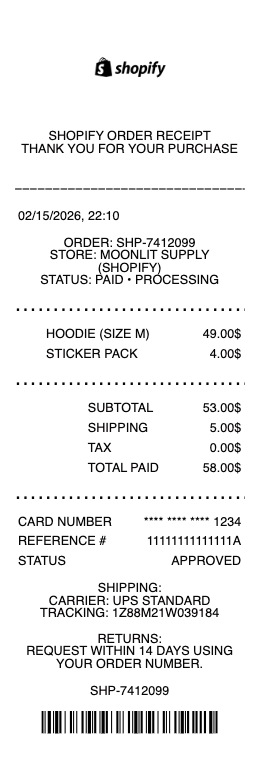 Shopify Receipt
