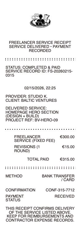 Freelancer Service Receipt