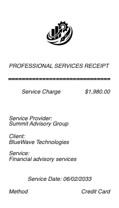 Professional Services Receipt