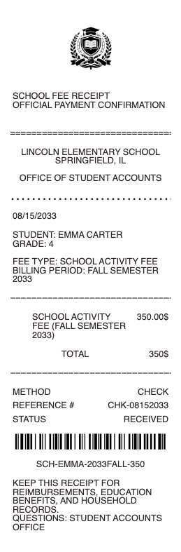 School Fee Receipt