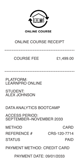 Online Course Receipt