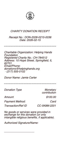 Charity Donation Receipt