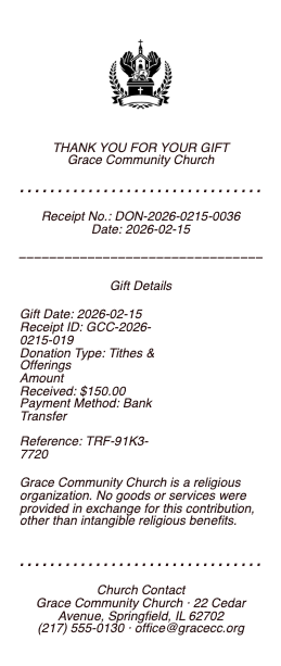 Church Donation Receipt