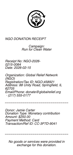 NGO Donation Receipt