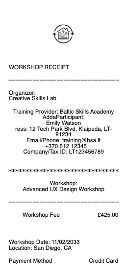 Workshop Receipt