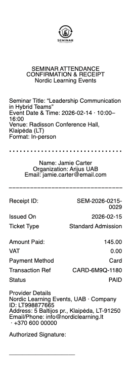 Seminar Receipt