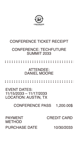 Conference Ticket Receipt