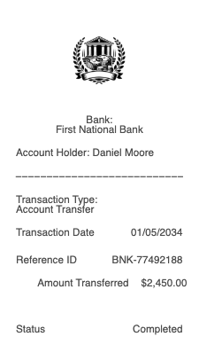 Bank Transaction Receipt