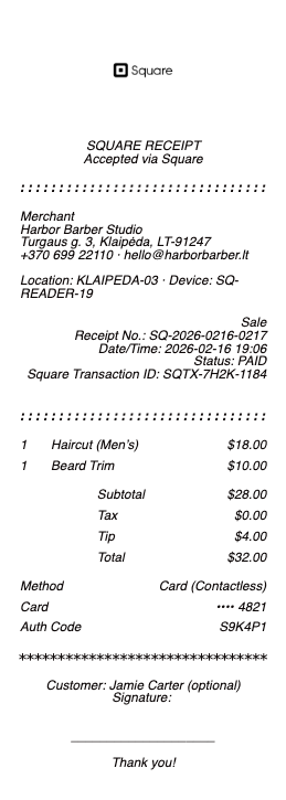 Square Receipt