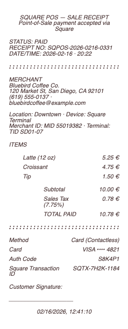 Square POS Receipt