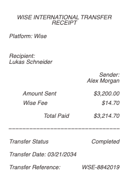 Wise International Transfer Receipt