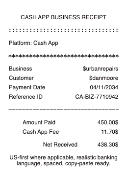 Cash App Business Receipt