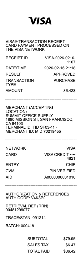 Visa Transaction Receipt