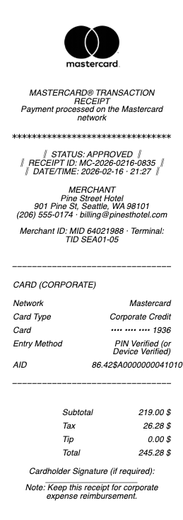Mastercard Transaction Receipt