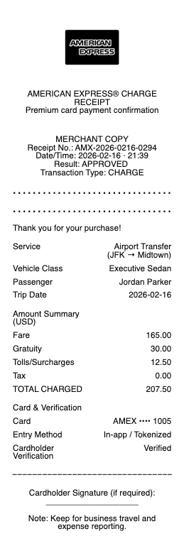 American Express Receipt