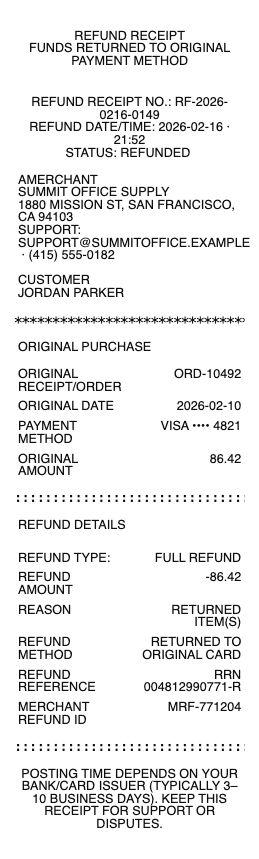 Refund Receipt