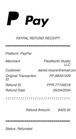 PayPal Refund Receipt