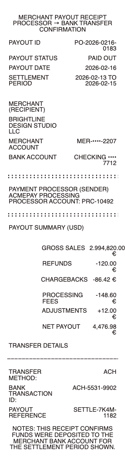 Merchant Payout Receipt