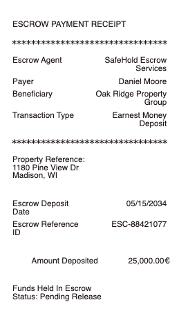 Escrow Payment Receipt