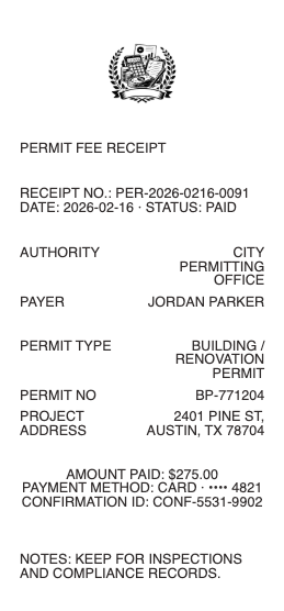 Permit Fee Receipt