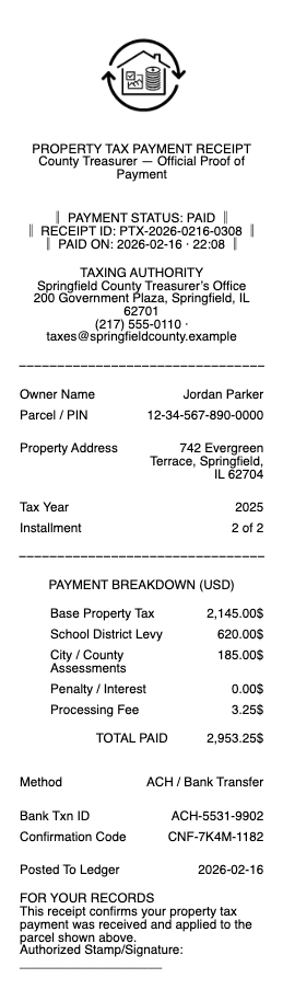 Property Tax Receipt