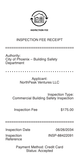 Inspection Fee Receipt