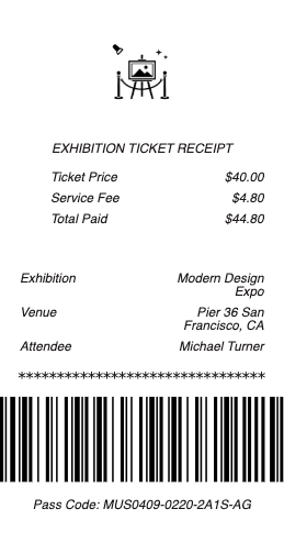 Exhibition Ticket Receipt