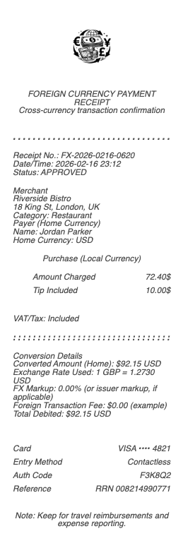 Foreign Currency Receipt
