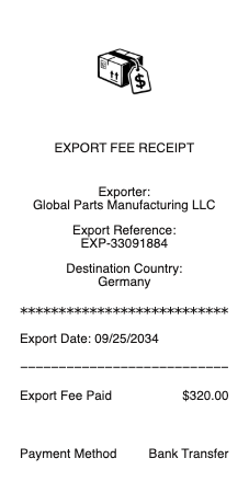 Export Fee Receipt