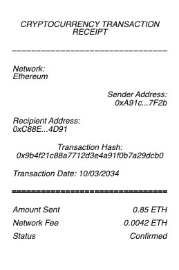 Cryptocurrency Transaction Receipt