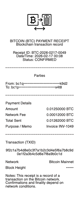 Bitcoin Receipt