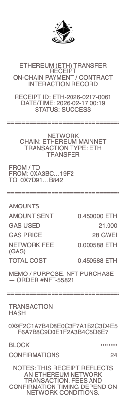 Ethereum Receipt