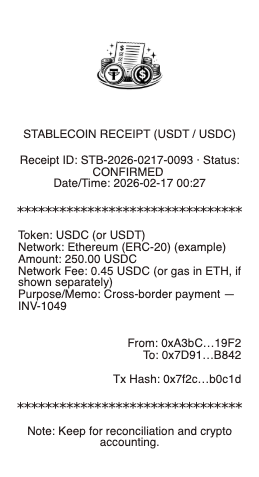 Stablecoin Receipt (USDT / USDC)