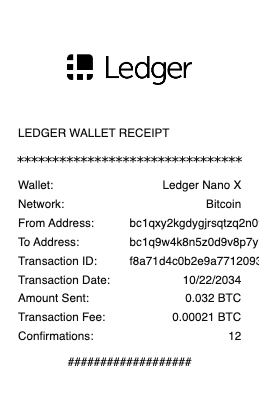 Ledger Wallet Receipt