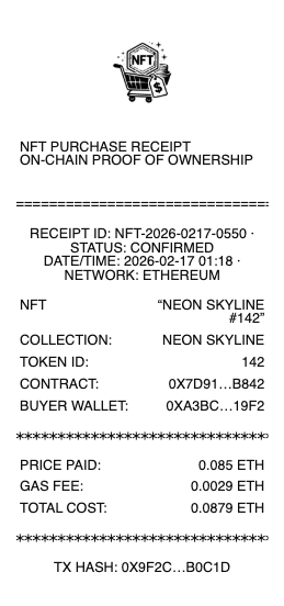NFT Purchase Receipt