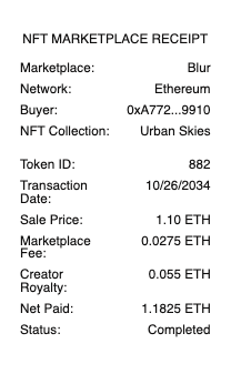 NFT Marketplace Receipt