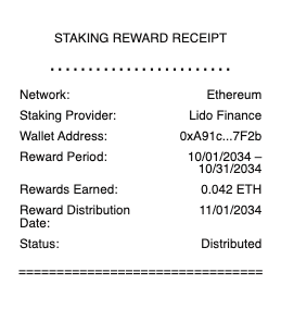 Staking Reward Receipt