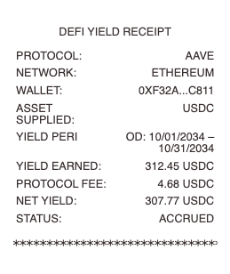DeFi Yield Receipt