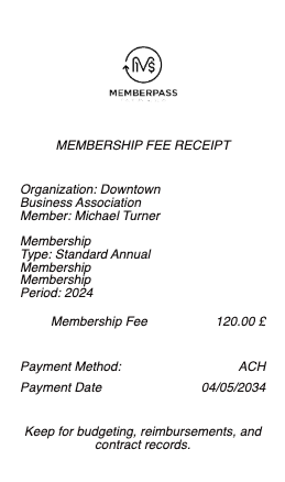 Membership Fee Receipt