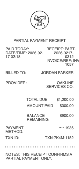 Partial Payment Receipt