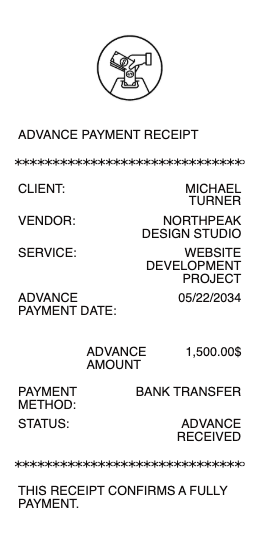 Advance Payment Receipt