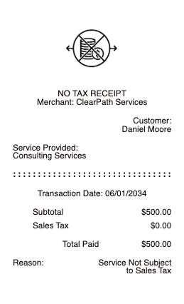 No Tax Receipt