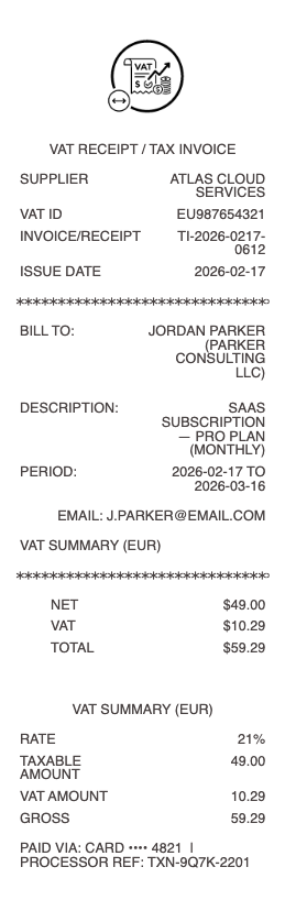 VAT Receipt