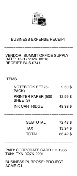 Business Expense Receipt