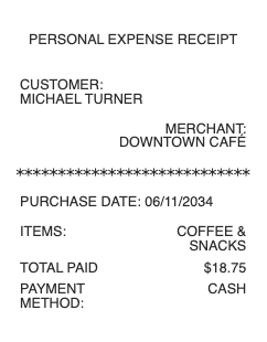 Furniture Store Receipt